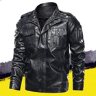 Куртка мужская из искусственной кожи, винтажный Байкерский пиджак с отложным воротником, тонкая черная модная верхняя одежда