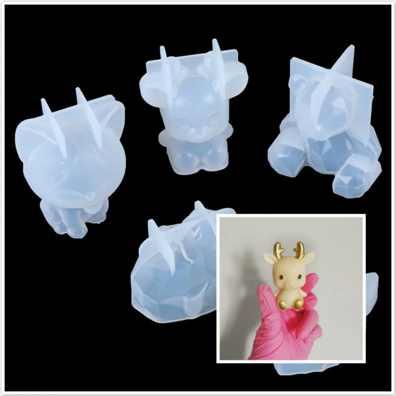 3D силиконовая форма для животных diy Геометрическая стерео в виде медведя оленя