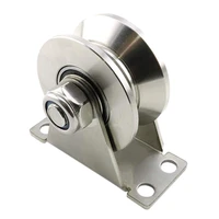 1pack u type stainless steel pulley block mute bearings groove sliding roller track wheel