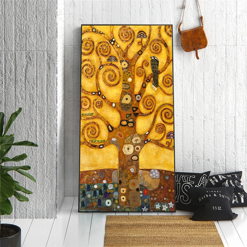 Картина из дерева жизни Gustav Klimt на холсте для гостиной|Рисование и каллиграфия| |