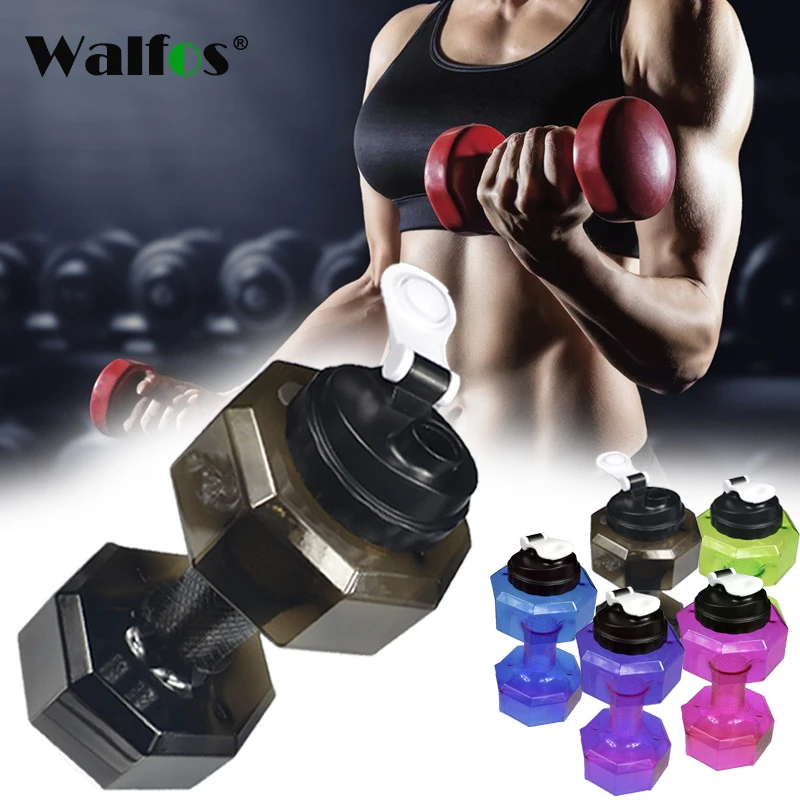 

Walfos 2.2L Dumbbells Shaped Plastic Big Large Capacity Gym Sports Water Bottle Outdoor Fitness Bicycle Bike Camping Cycling