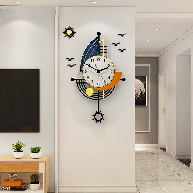 

MEISD Creative Wall Clock Modern Boat Design Home Interior Watch Decoration Living Room Sea Mew Stickers Horloge Free Shipping