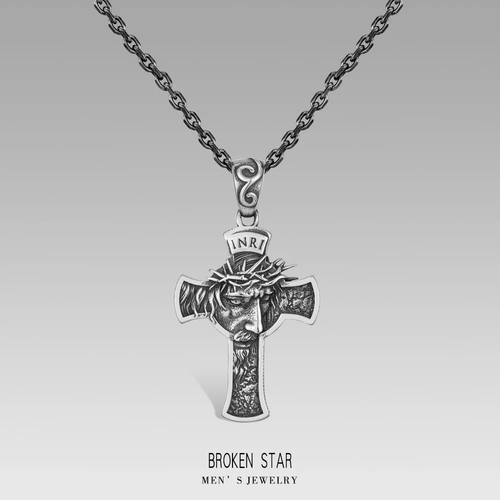 

Letter Lnri Jesus Necklace Stainless Steel Male Female Religious Pendant Couple Chains Cross Fashion Amulet Jewelry Dropshipping