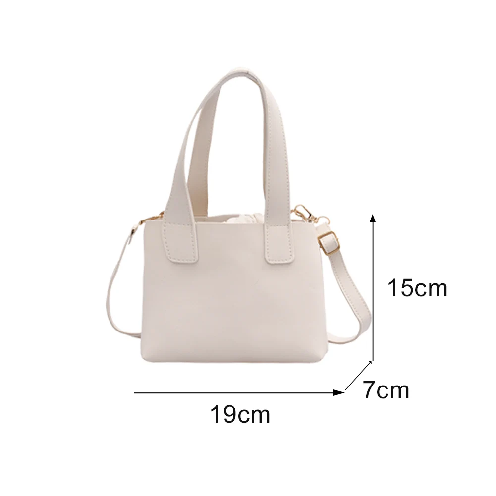 

Solid Crossbody Handbag Women Classic Texture Creative Design Chic PU Drawstring Totes Shoulder Pouch Composite Set