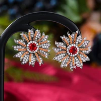 trendy japanese korean style vintage golden dangle earrings for women wedding engagement party cubic zircon bridal wholesale