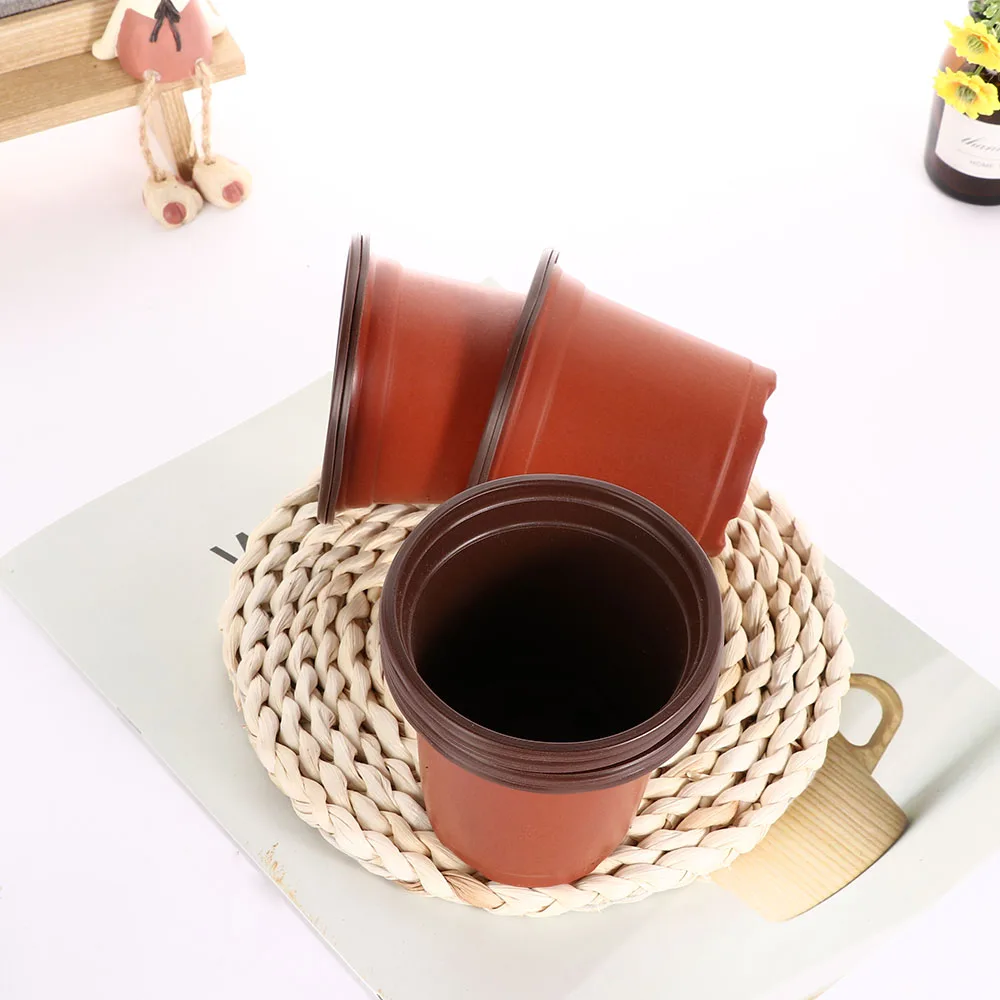 Маленький пластиковый круглый цветочный горшок 10 шт. терракотовый для детского