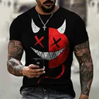 Мужская футболка с 3D принтом, забавная футболка в стиле хип-хоп с коротким рукавом и смайликом, дышащая футболка большого размера для уличного спорта, новый стиль 2021