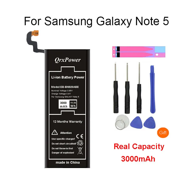Оригинальный аккумулятор 3000 мАч EB BN920ABE для samsung GALAXY Note 5 N9200 N920c N920t Note5 SM N9208 + набор
