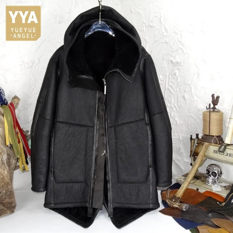 

Куртка мужская зимняя из натуральной кожи, на молнии, с капюшоном