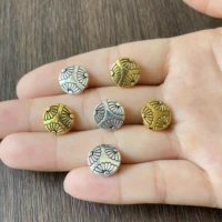 junkang round carved flower disc bead connector for jewelry making diy handmade bracelet necklace accessories metal wholesale