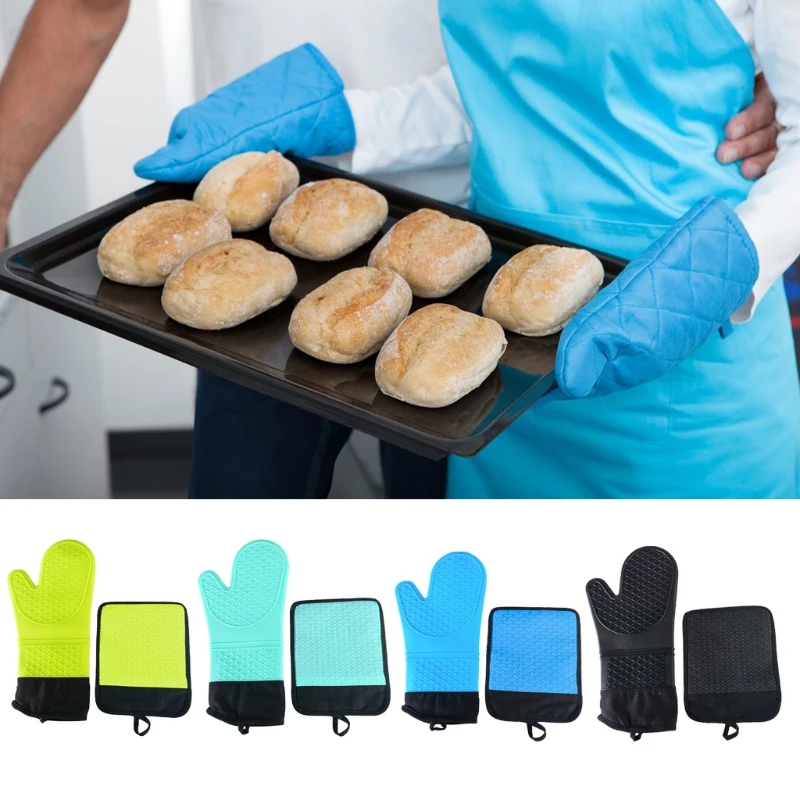 

Gloves Mitt with Recycled Cotton Infill Silicone Non-Slip Cooking Glove for Bake
