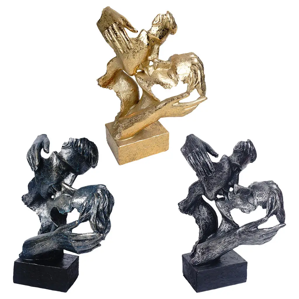 

Ретро Статуя целующейся пары лица абстрактная Статуэтка скульптура обнимающая маска полимерный орнамент для влюбленных для Дома Офиса юби...