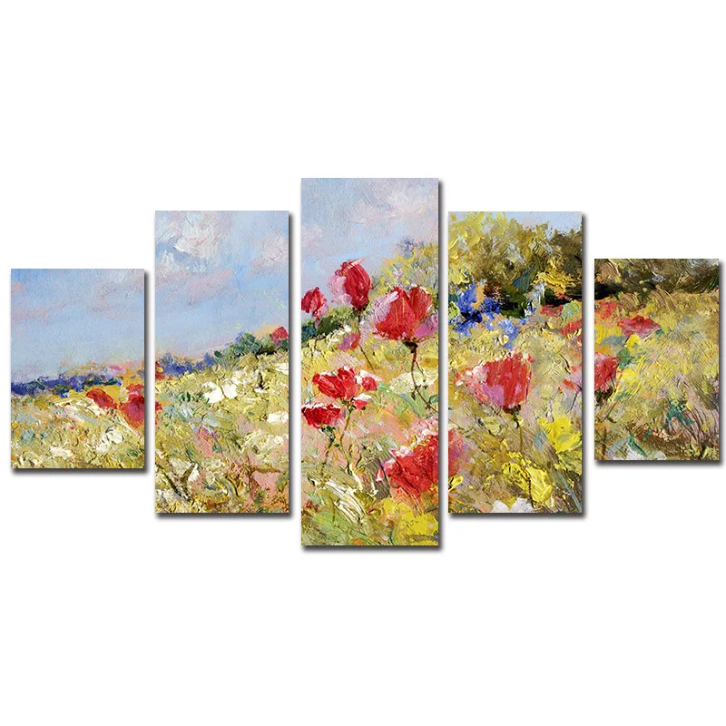 

5 Pieces Painting Calligraphy Wall Poster Flower Wall Art Canvas Prints Landscape Style Tableau Pictures Home Decor Paintings