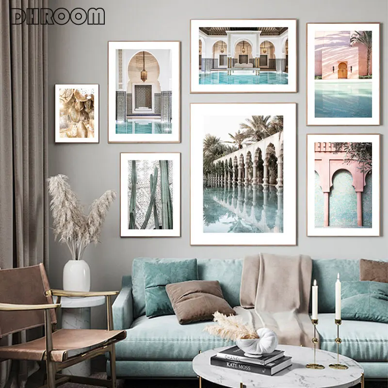 

Islamic Architecture Poster Islamic Canvas Painting Plant Wall Art Print Picture Nordic Travel Landscape Poster Home Decor