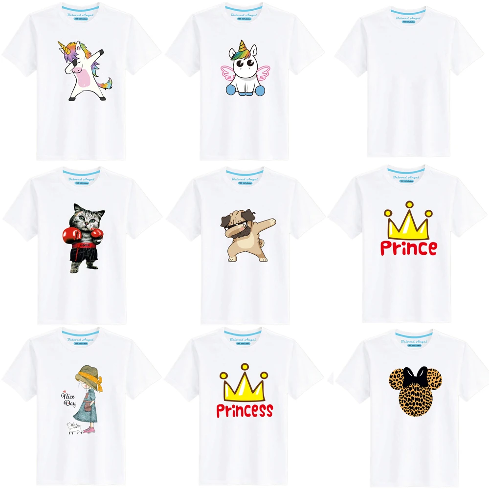 

Детская Хлопковая футболка с коротким рукавом, с мультяшным принтом