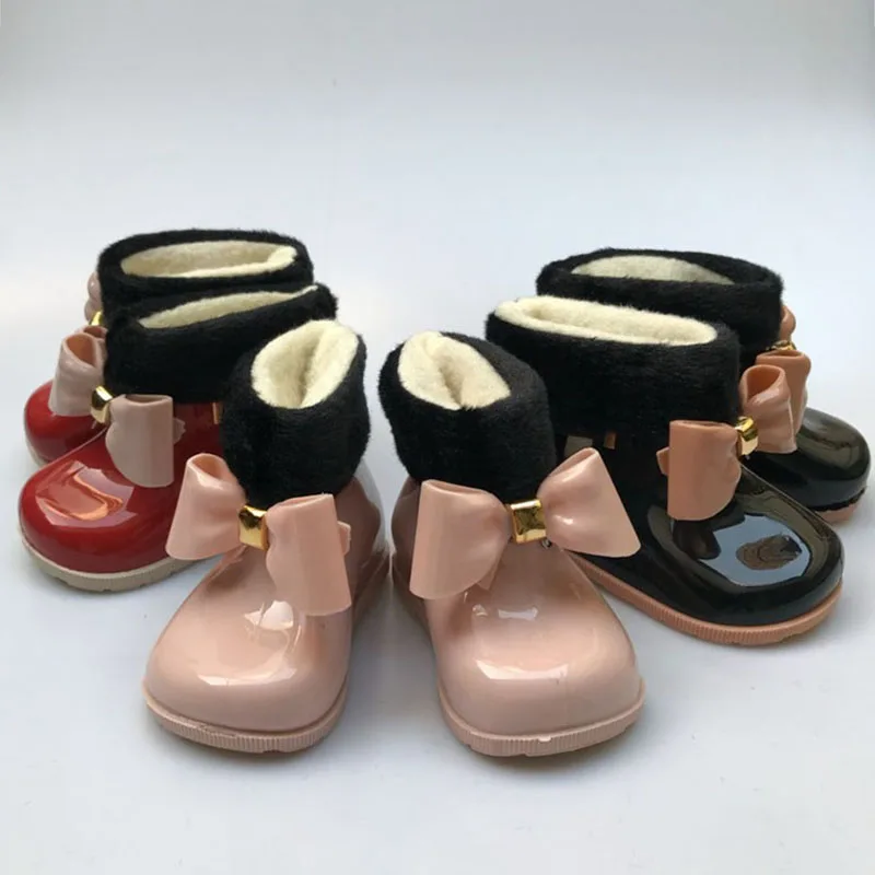 Baby Girls Rain Boots Kids Warm Beauty Bow Rainboots Fashion Non-slip Rubber Shoes Toddler Jelly shoes | Детская одежда и обувь