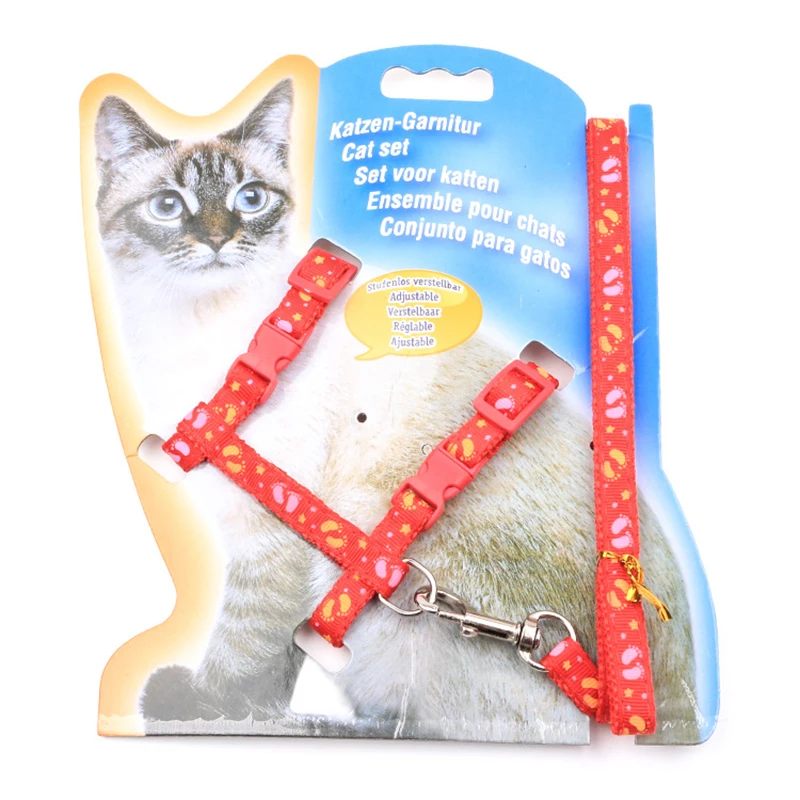 Нейлоновая шлейка для кошек дешевая I-образная регулируемая повязка на шею