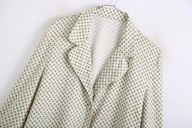 

Ladies Pajamas Set Printed Pajama Shirt Women 2 Pieces Lapel Shirt + Pants Comfortable Natural Pajamas