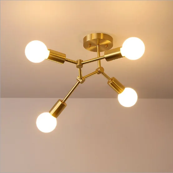 Минималистичный медный потолочный светильник в стиле пост-модерн