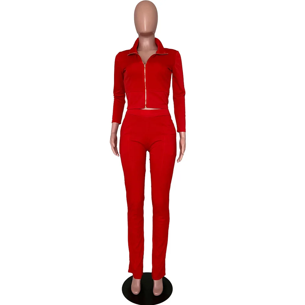 

2021 Autumn Tracksuit Women Turtleneck Full Sleeve Crop Top+skinny Leggings Sporty Activewear Casual 2 Piece Matching Set Outfit