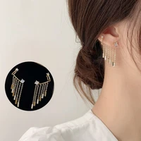 gold color tassel zircon earrings for women rhinestone korean earrings ear clip all in one luxury jewelry gifts trend new 2020