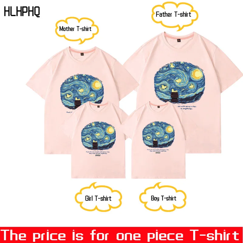 

Family matching Shirt high Quality Cotton Short Sleeve Cartoon Tops Father Mother Son Daughter Matching Clothes Family tee Shir