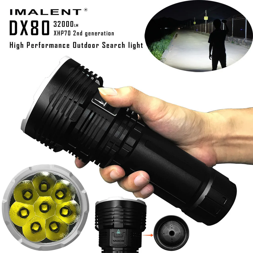 

IMALENT DX80 LED Flashlight Cree XHP70 32000 Lumens 806 Meters High Power Rechargeable Flash Light for Search and Rescue