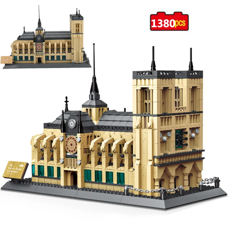 

1380PCS Architecture NOTRE DAME CATHEDRAL of Paris Building Blocks World Famous Landmark Model Bricks Toys For Kids