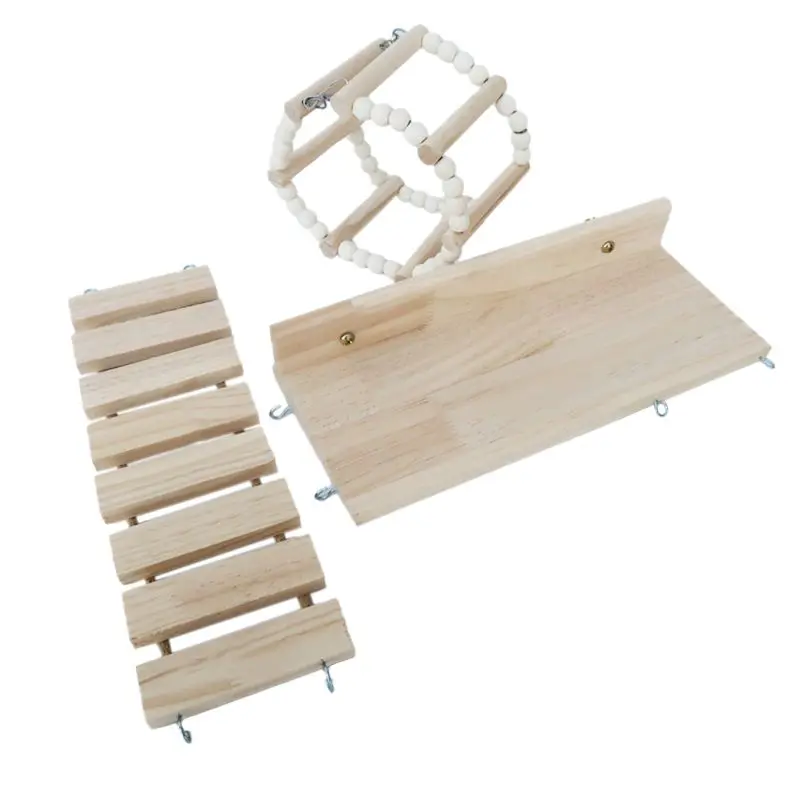 

3Pcs Wooden Hamster Platform Climbing Ladder Swing Play Set Cage Exercise Toys Dropshipping