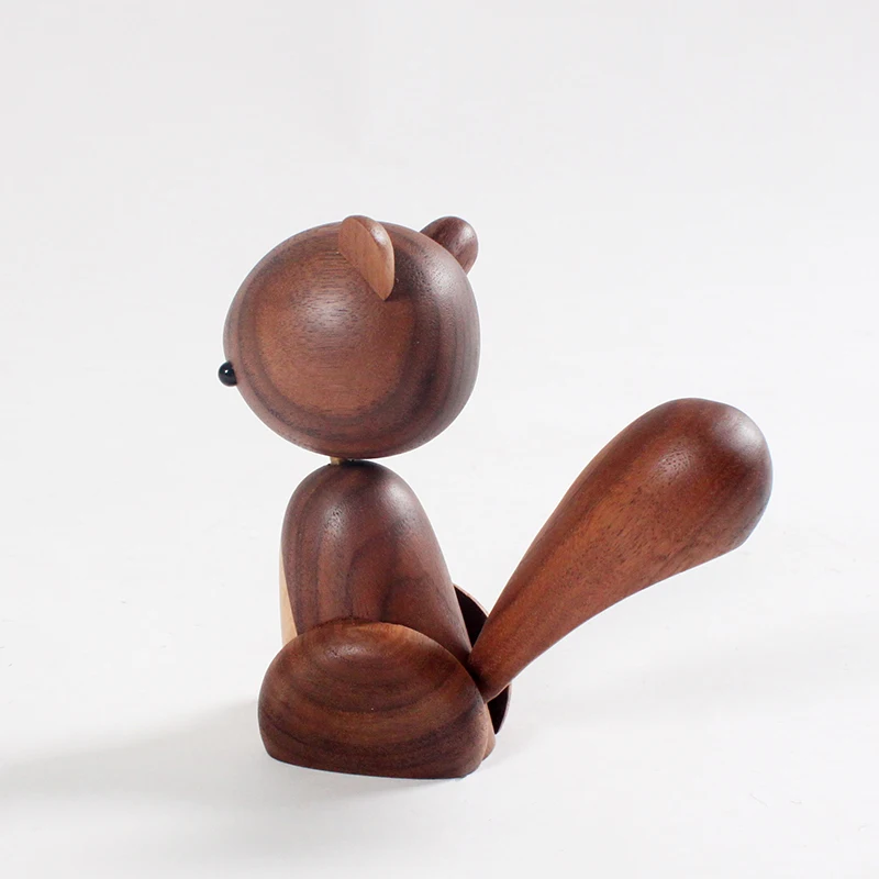 Squirrel-H11cm 1 шт. обезьяна основной цвет деревянные ремесла обработки тика подарки в виде животного практичные домашние твердые деревянные украшения - Цвет: Squirrel-H11cm