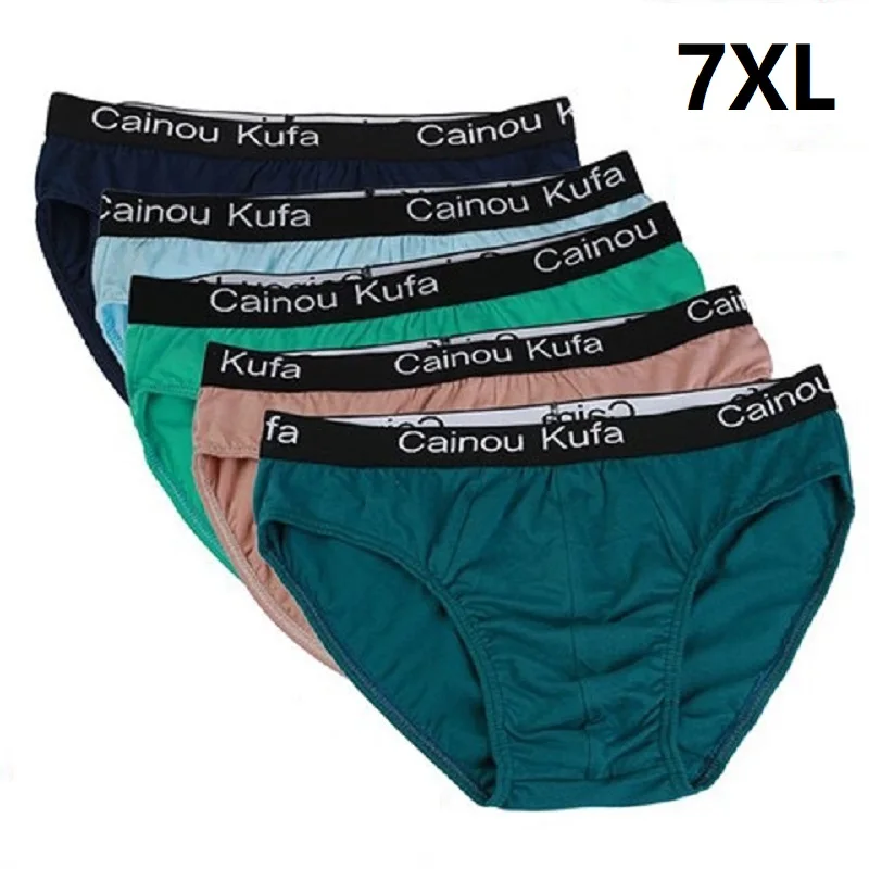 7pcs/Lot 7XL 6XL 5XL 100%Cotton Men Underwear Birefs Underpants Mid Waist Triangle Comfortable Men Briefs  Men Breathable Shorts