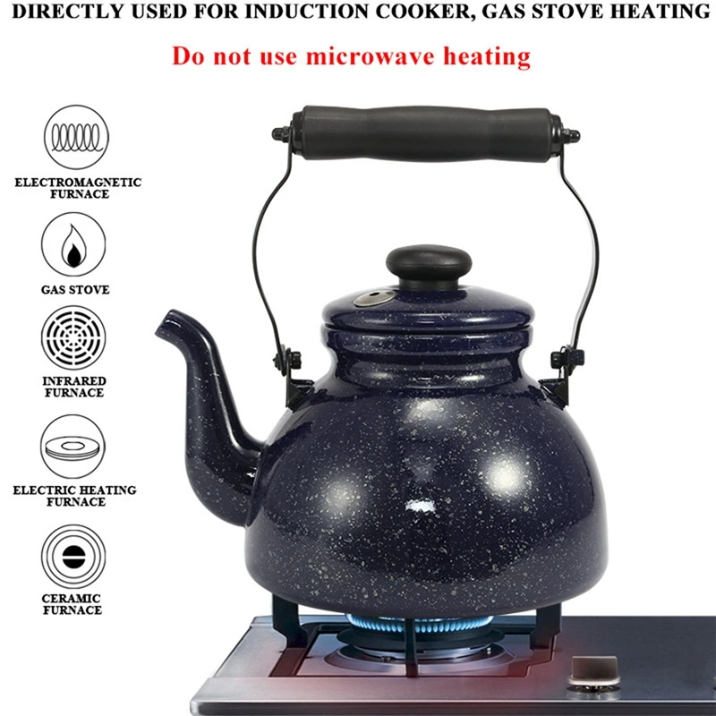 

2L Star Whistle Enamel Water Pot Tea Kettle Whistling Kettle Starry Porcelain Kettle, Can Be Used for Open Flame Kettle