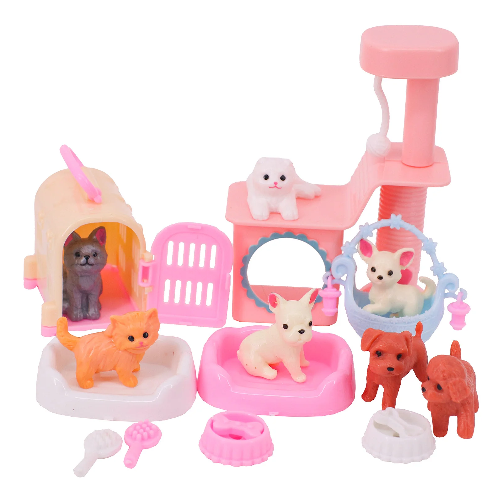 Doll Cat Climbing Frame Dog Cage Tableware Accessories Blister Set Accessories For Barbiees&BJD Doll Toys Blister Accessories