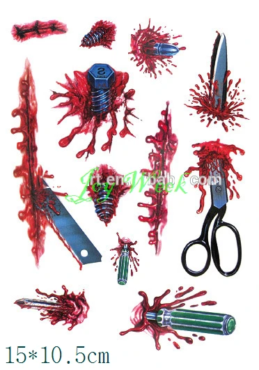 Водостойкая Временная тату-наклейка 3d ужасная искусственная татуировка |