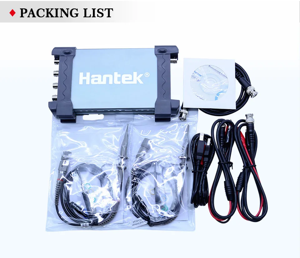 Hantek 6254BD PC Портативный осциллограф цифровой 4 канала 250 МГц USB осциллограф с 25 МГц генератор сигналов Osciloscopio