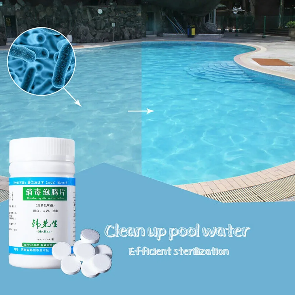 Swimming Pool Cleaning Tablets Disinfection Effervescent Clothes Pills Chlorine tablets Instant Pipes Clea | Дом и сад