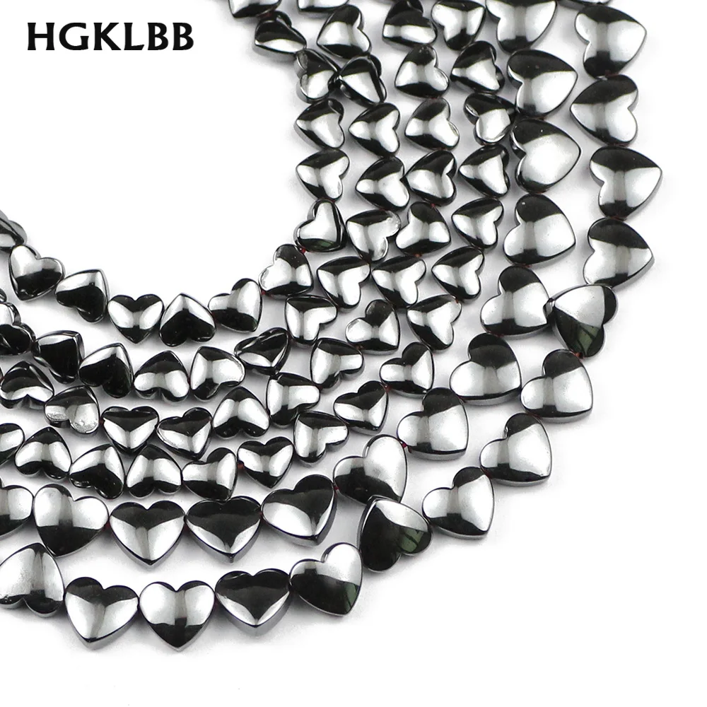 Бусины из натурального камня черные гематита сердца свободные бусины