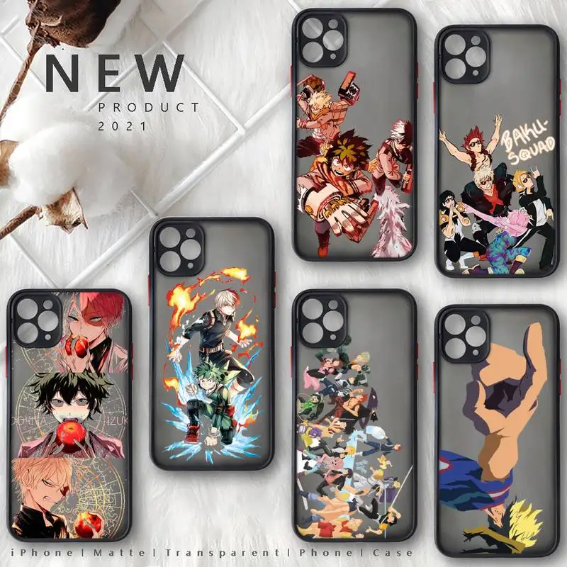 

Anime My Hero Academia Phone Case matte transparent For iphone 7 8 11 12 plus mini x xs xr pro max cover