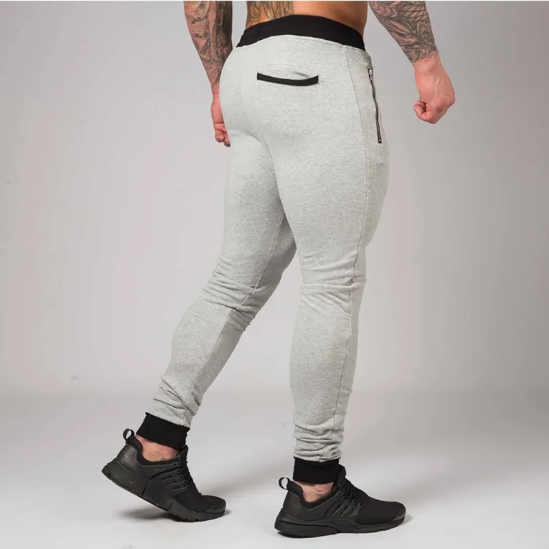 

Fall 2020 sports pants men's cotton running jogging pants casual fitness leggings sportswear men's gym pants zipper pockets