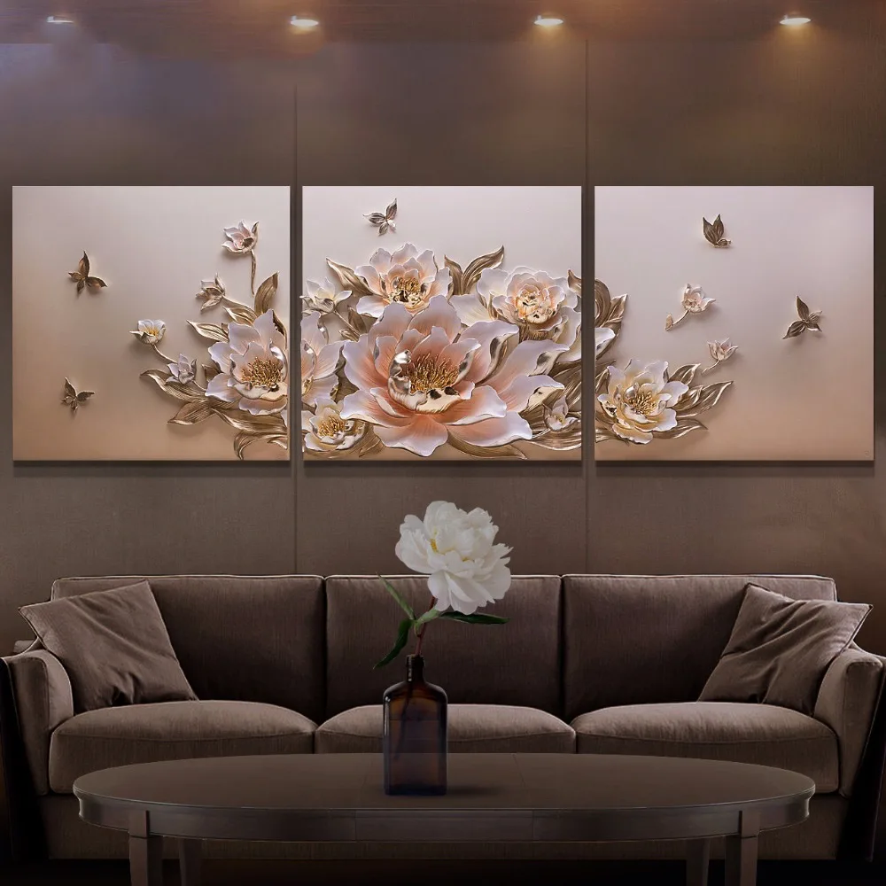 

Decoration Crafts Ornaments Home Livingroom Wall Murals Accessories Wall Hanging Peony Flower Resin Minimalist Luxury Emboss 3D