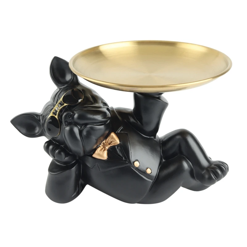 

Bulldog Storage Decoration Nordic Light Luxury Candy Plate Fruit Plate Snacks Fruit Plate Entrance Key Tray