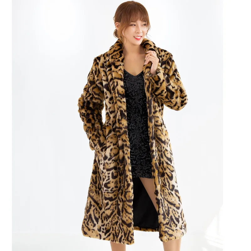 Новинка Осень-зима Корейская версия пальто из меха норки с леопардовым принтом