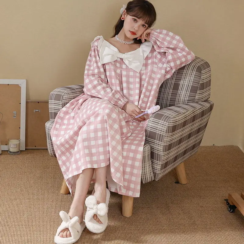 Ночные рубашки высокого качества Женские Простые Стильные Свободные Элегантные