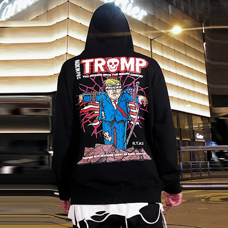 Модные уличные толстовки с принтом героев мультфильмов Трамп в стиле хип хоп Swag