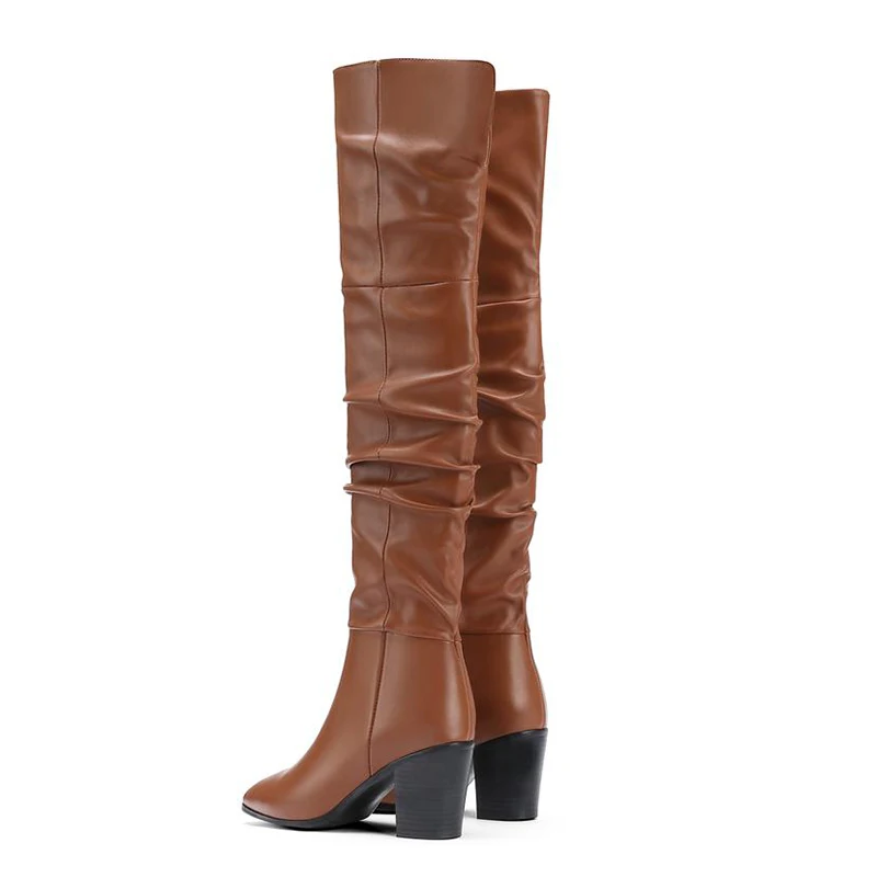 Высокие женские ботфорты Coolcept из натуральной кожи Офисная Женская обувь выше