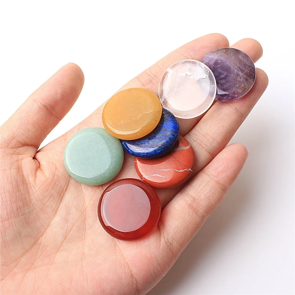 1 шт. чакра натуральные Кристальные круглой формы камень 7 Чакра Кулон с