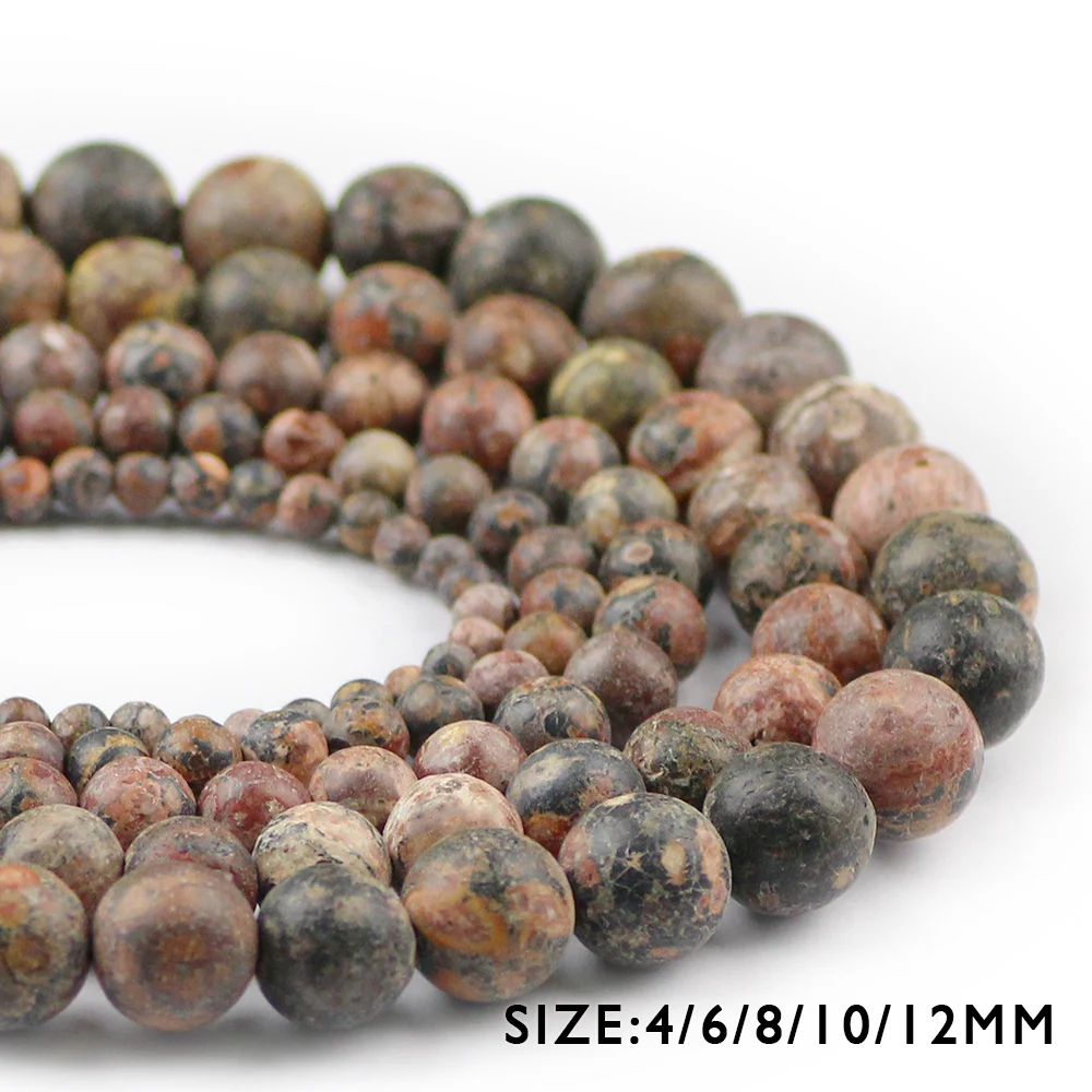 Круглые бусины YHBZRET незакрепленные из натурального камня Красного леопарда для