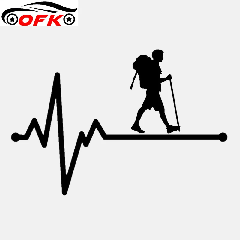 

Hiking Man Lifeline Heartbeat Decal Vinyl Black/Silver Car Sticker 15.5CM*10.4CM