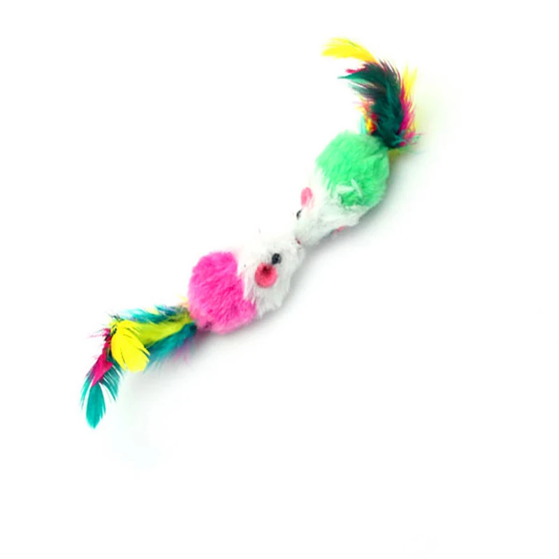 

Simulation Mouse Pet Cat Toys Mini Playing Toys with Colorful Feather