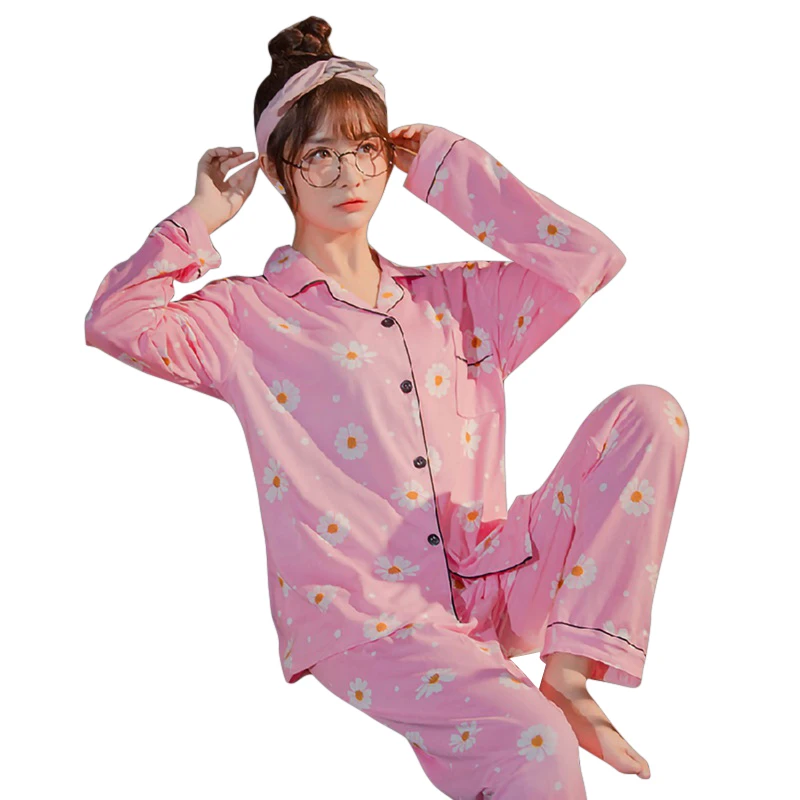 

Women Pajamas Sets Long-sleeved Autumn Home Wear Pullover Top 2 pcs Nightwear Suit Women's Autumn Sleepwear Hot Sell